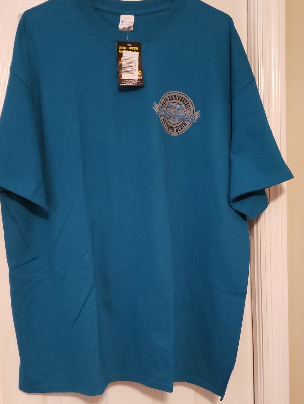 NWT-Gildan Men's Teal Blue Short-Sleeve  Bike Week 2020 Daytona Beach